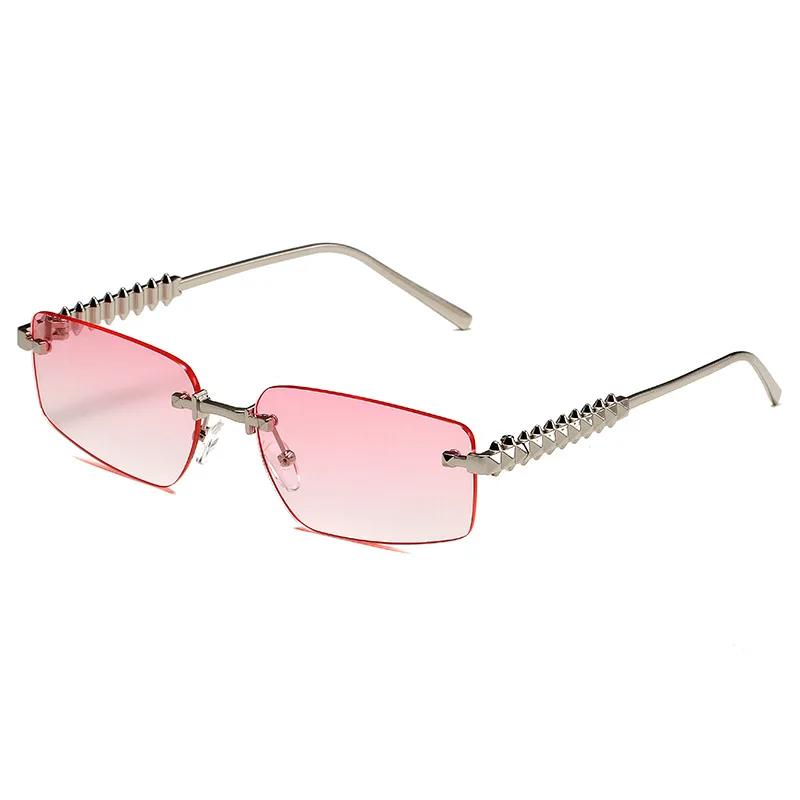 

Rimless Metal Sunglasses Women For Men Vintage Punk Luxury Brand Designer Outdoor Driving Popular Hip Hop Sun Glasses Uv400 As the photo