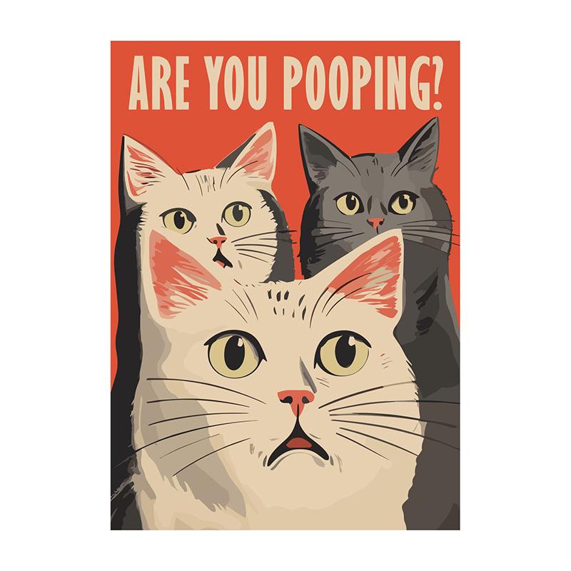 Are You Pooping Posters Bathroom Funny Bathroom Sign Canvas Painting Cute Black Cat Print Wall Art Picture Toilet Decoration