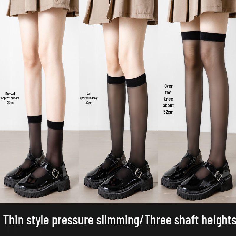 Summer Black Sexy Thin Thigh-High Stockings – High Transparency Over-the-Knee Silk Socks