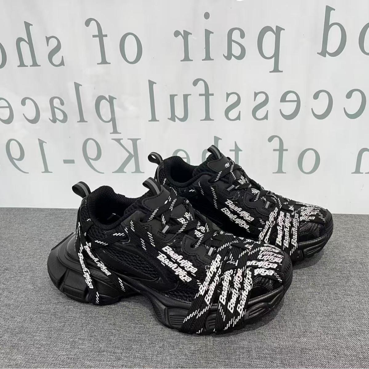 

2025 Парижські потерті татові кросівки жіночі 3XL стиль Людини-павука хрестоподібна шнурівка 39 чорний