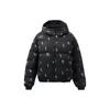 Li Ning Sports Lifestyle Series All Over Print Loose Fit Hooded Down Jacket Women Outerwear Black AYMR050-2