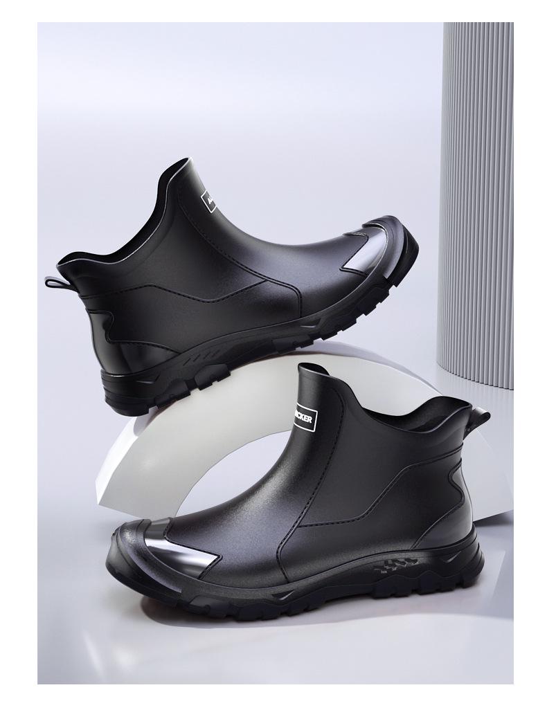 Korean Style Eco-Friendly Waterproof Black Red Ankle Boots - Dirt & Stain Resistant Large Size Rubber Shoes for Outdoor Use