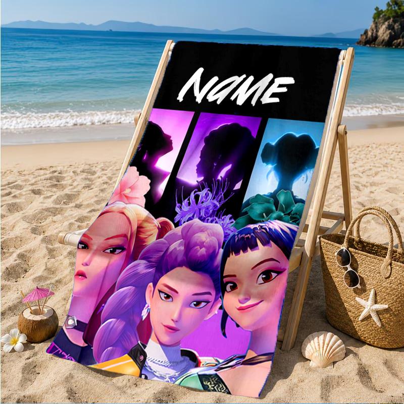 Custom Name KPop Pink Fashion Beach Towel Microfiber Beach Towel, Lightweight and Quick-Dry, for Summer Travel, Swimming Pool Gift