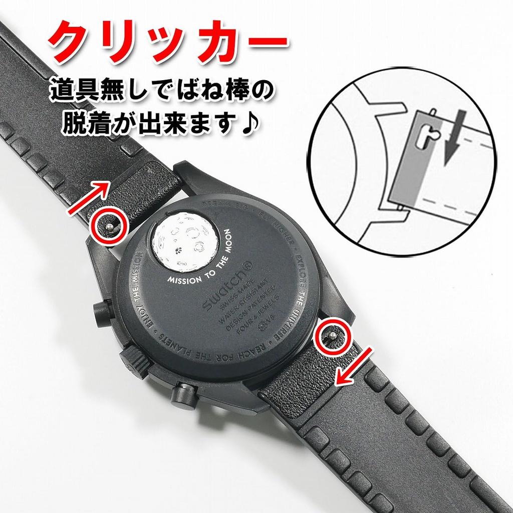 Swatch X OMEGA Leather and Rubber Strap with with Black D-Buckle (Black Buckle)