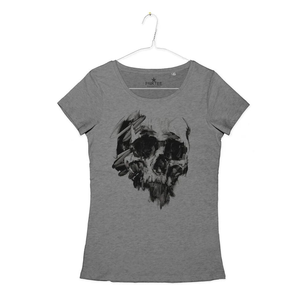 Skull Painted Tattoo T-Shirt Black ink Brushed Skull T-Shirt Girl 3XL