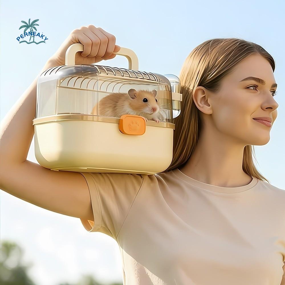 Handheld Hamster Cage Ventilated Breathable Pet Travel Case Portable Escape Proof Hamster Habitat Home Travel
