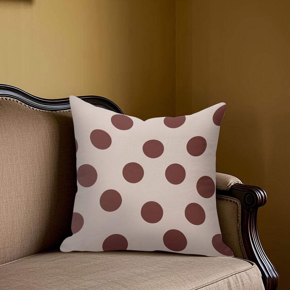 Jmg Clothing Unisex Brown Retro Toned Polka Dots Square Jacquard Pillow Cover For Sofa Office Waist Cushion Cover Home Decorative Pillowcase