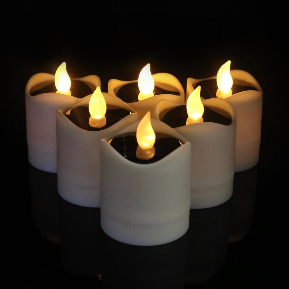 LED Solar Tea Light Candle Auto On Off Home Outdoor Garden Decoration Electronic Flameless Lamp for Party Kit