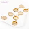 6/8/10mm 14K Gold Plated Cabochon Blank Tray Charms Connectors For DIY Bracelets Necklaces Jewelry Making Accessories Supplies
