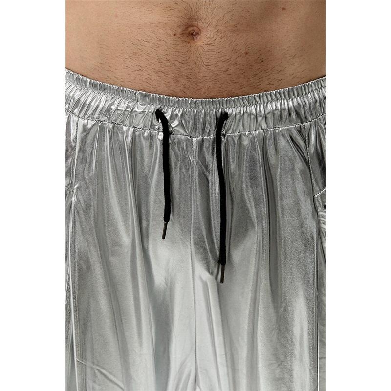 Módní Lesklé Zlaté Metalické Jogger Tepláky Hip Hop Ležérní Kapsy Cargo Kalhoty Disko Taneční Párty Festival Ples Streetwear