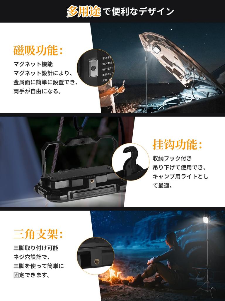 Wiederaufladbarer LED-Strahler, Outdoor-Arbeitsleuchte [36000mAH Große Kapazität, 18 Stunden Dauerbetrieb], 45.000lm Ultrahell, 5 Beleuchtungsmodi,