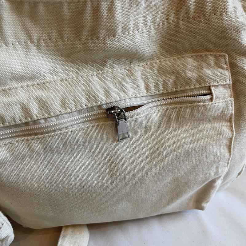 Large Capacity Tote Bag Canvas Bag Solid Color Student Crossbody Bag