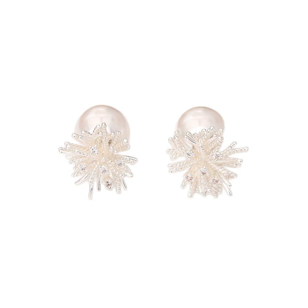 Pendientes de perlas con diseño de flores y fuegos artificiales, elegantes y versátiles