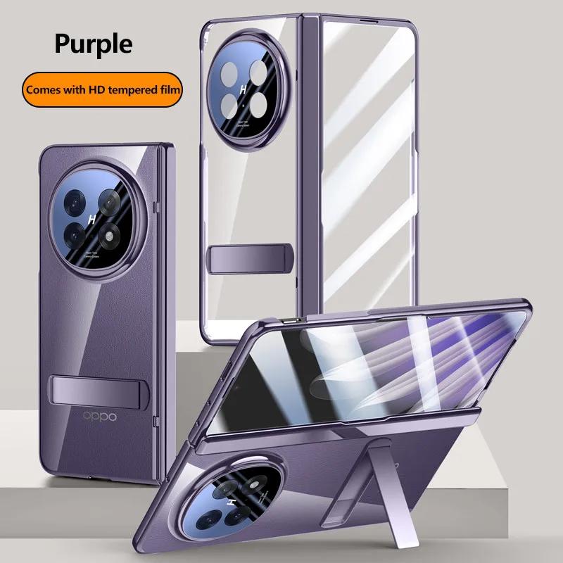 Plating Clear All-included Stand Case For OPPO Find N5 N 5 FindN5 5G Magnetic Hinge Holder Protective Cover With Tempered Film