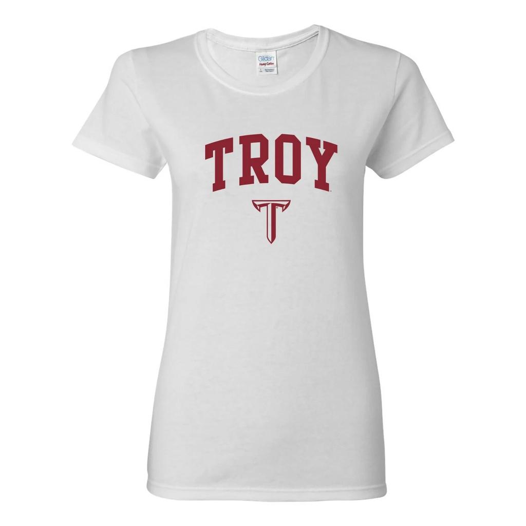 Troy University Trojans Arch Logo Womens T-Shirt - White