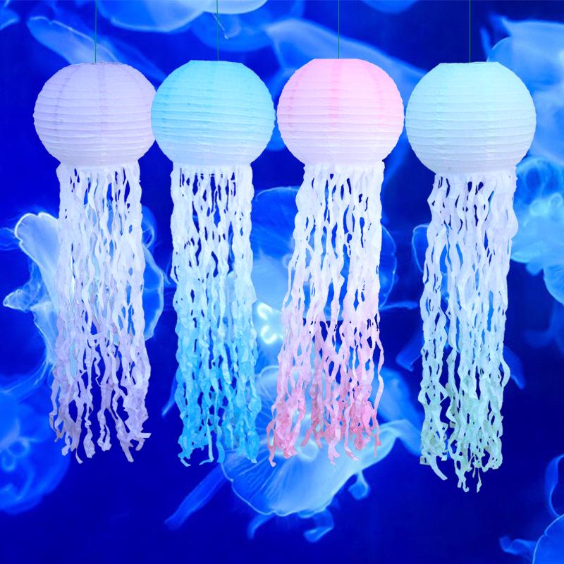 Colorful Jellyfish Paper Lanterns for Underwater Mermaid Birthday Party Decor