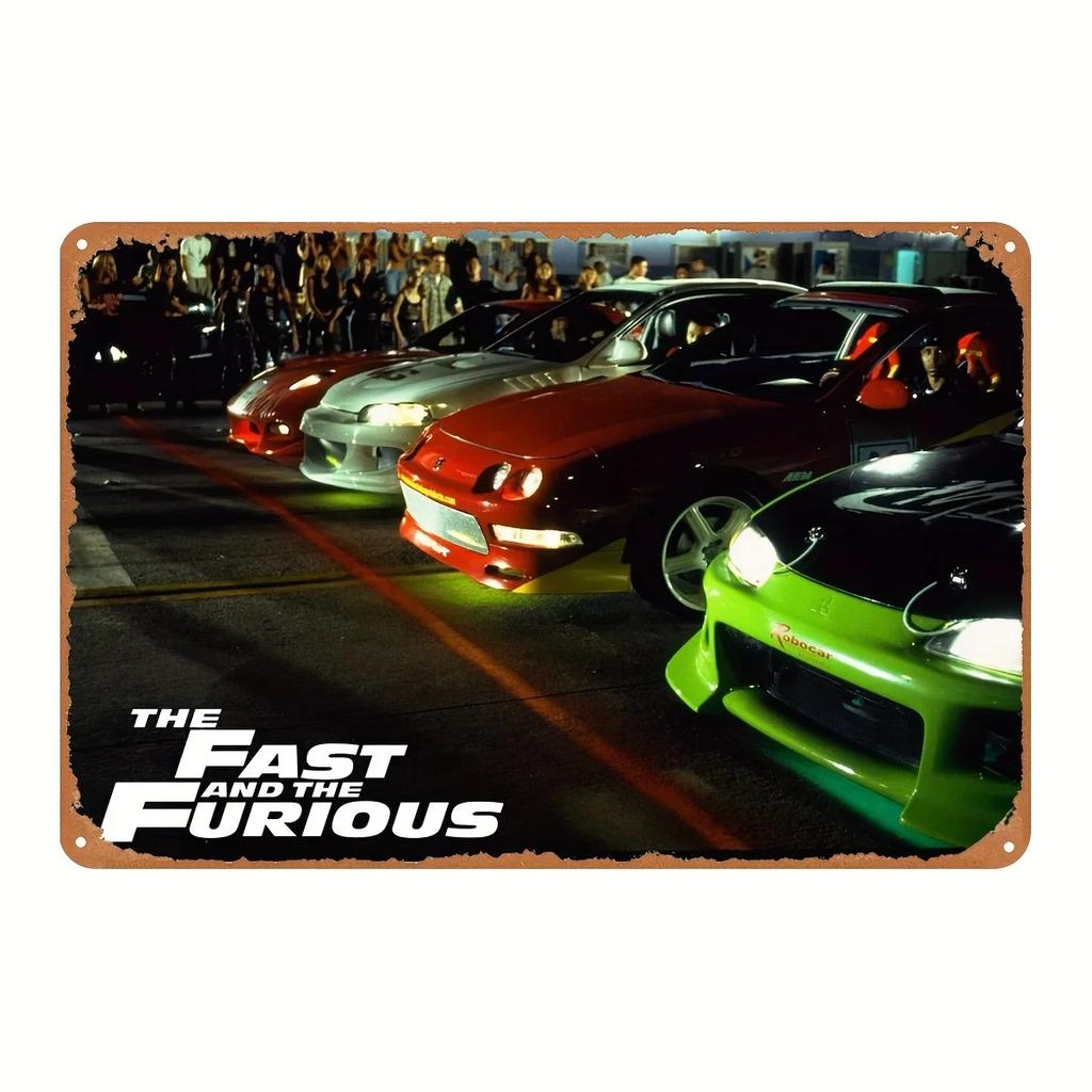 Nástěnné cedule Rychle a zběsile Vintage Regálový vůz Kovový plechový znak Plakátová deska Dekorace Bar Garáž Domácí dekorace Klasický plechový S