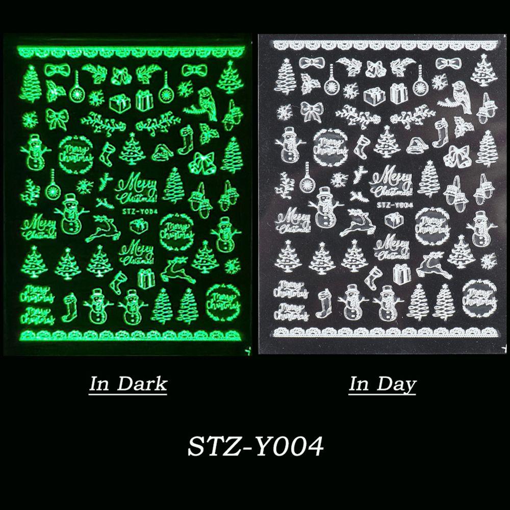 Nail Art Slider Adhesive Decals DIY Manicure White Snowflakes Nail Sticker 3D Luminous Christmas