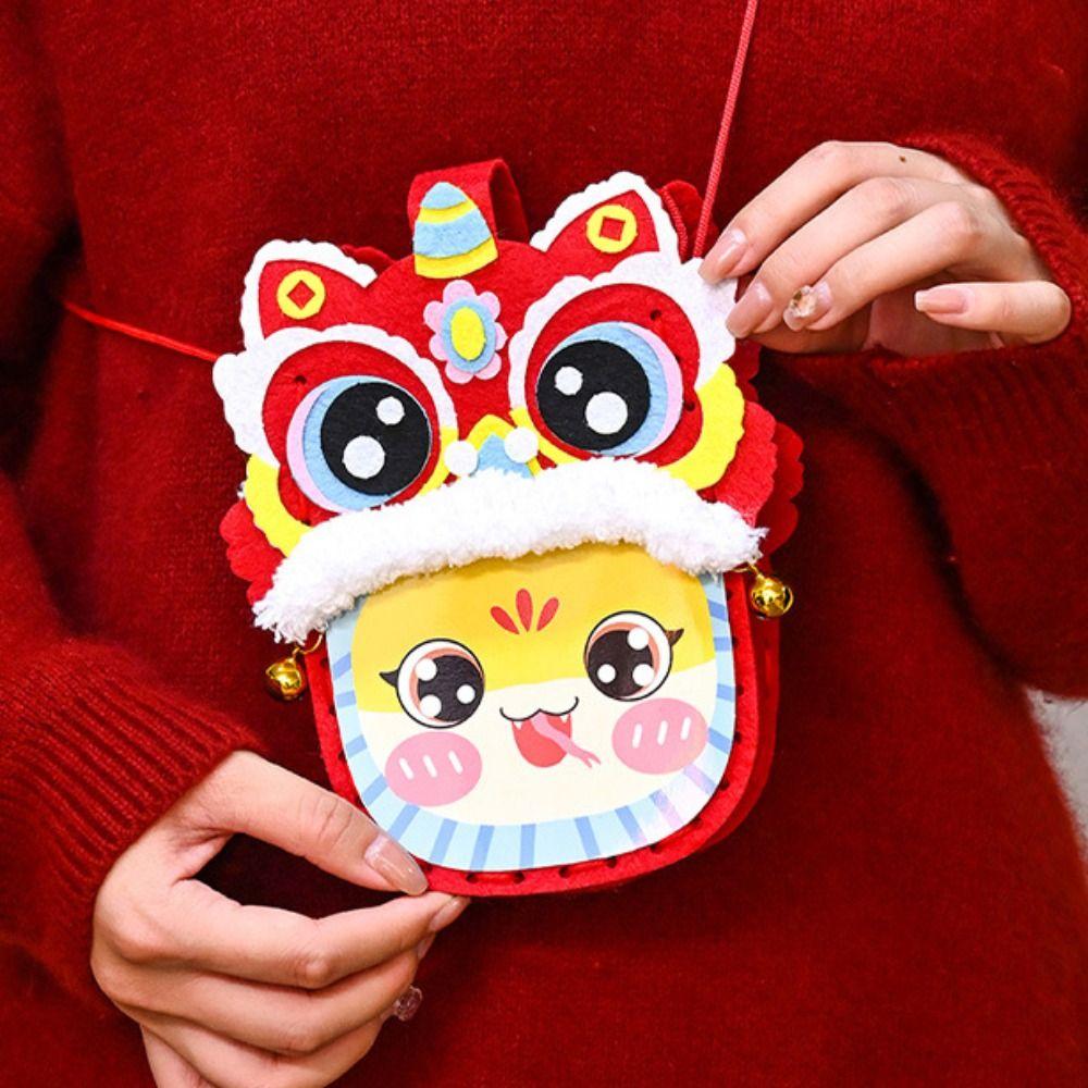 

Snake Pattern Cartoon Diy Bag with Rope Kindergarten Material Package Cute Fabric Diy Handbag Kids Style1