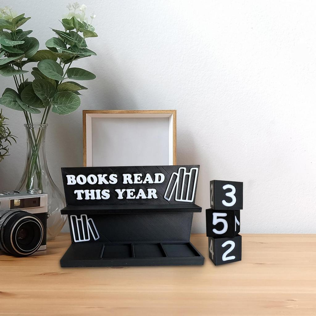 Buchzähler 3D-gedrucktes kleines Buchverfolgungszeichen Moderner Lesezähler Gelesene Bücher dieses Jahr Zähl-Ornamente Mehrzweck