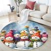 Snowmen Round Area Rug,Carpet Rug for Living Room Bedroom Sofa Playroom Decor,Non-slip Floor Mat