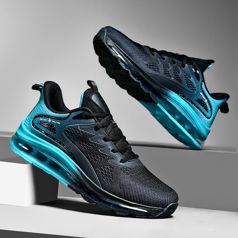 2026 Men's Full Palm Flying Weaving Air Cushion Extra Large Size Sports Rubber Wear-resistant Sports Casual Shoes Men's Shoes Breathable Running