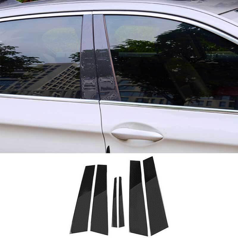 For Cadillac ATS 2013-2019 ABS Carbon Fiber Window Door BC Pillar Post Trim 6PCS