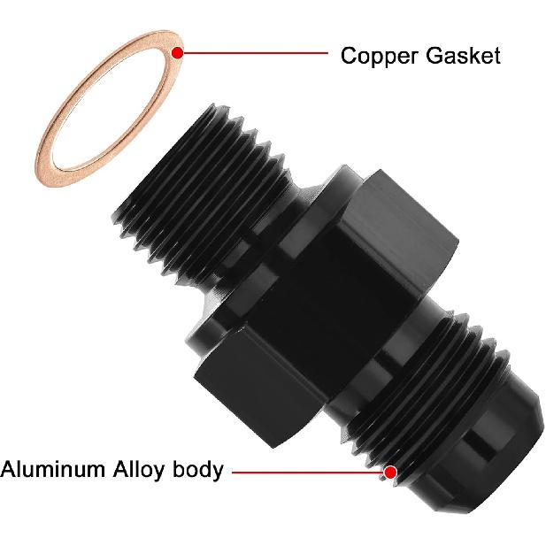 EVIL ENERGY 6AN Male to 1/4" NPSM Transmission Cooler Fitting Adapter Aluminum Black 2PCS, Fits TH350 TH400 4L60E 700R4 200-4R TR6060 AOD 4R100 4R70W