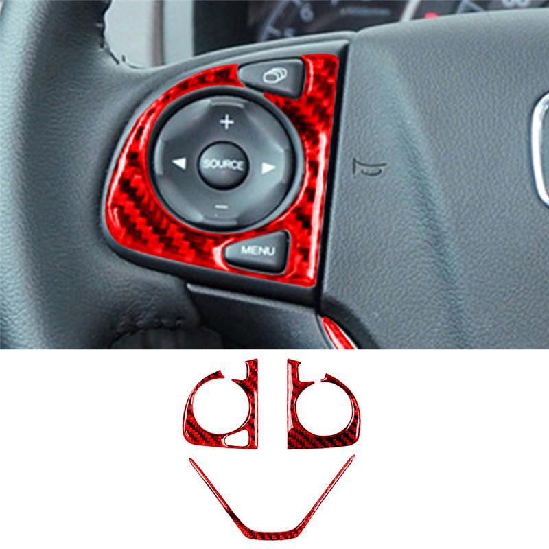 Carbon Fiber Interior Car Steering Wheel Panel Cover Trim Sticker For Honda CR-V 2012-2016 Styling Accessories