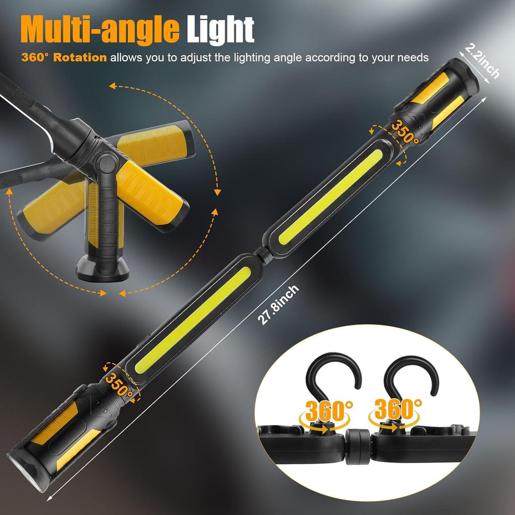 1400LM LED Mechanic LED Work Light Magnetic Base Rotary Folding Work Light Bar High Light 4400mAh Rechargeable