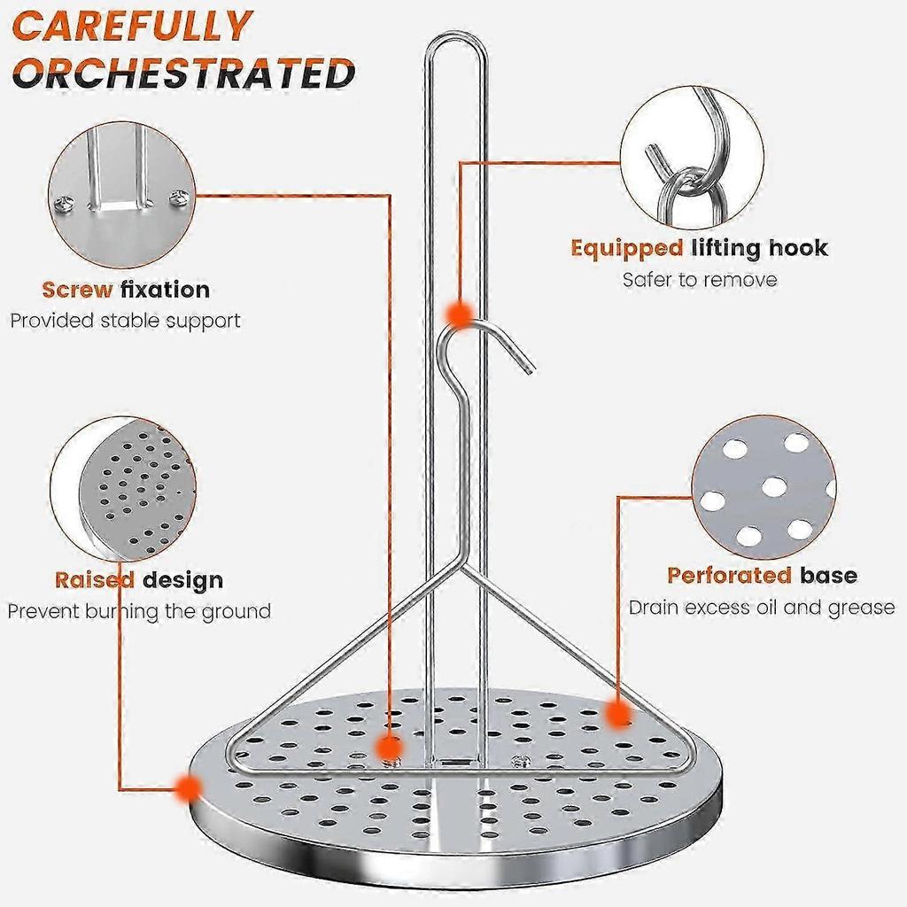 Turkey Fryer Accessory Kit, Stainless Steel Turkey Chicken Fryer Stand Set with Lifter Hook & Vertical Skewer for Deep Fried Turkey, Taco Al Pastor