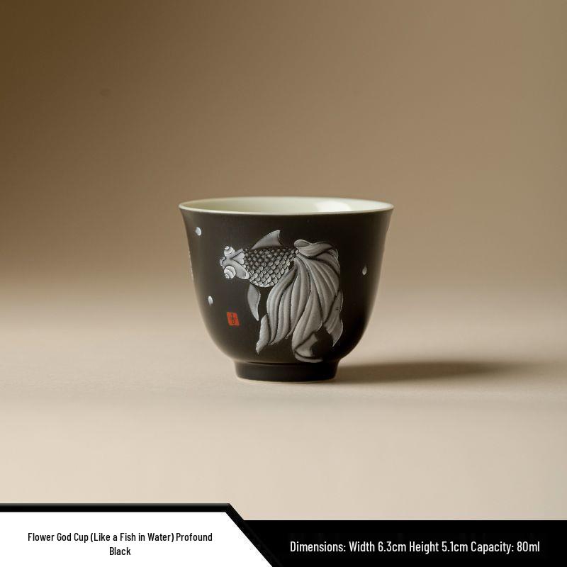 Like Fish in Water: Mòyú Glazed Ceramic Kung Fu Tea Tasting Cup