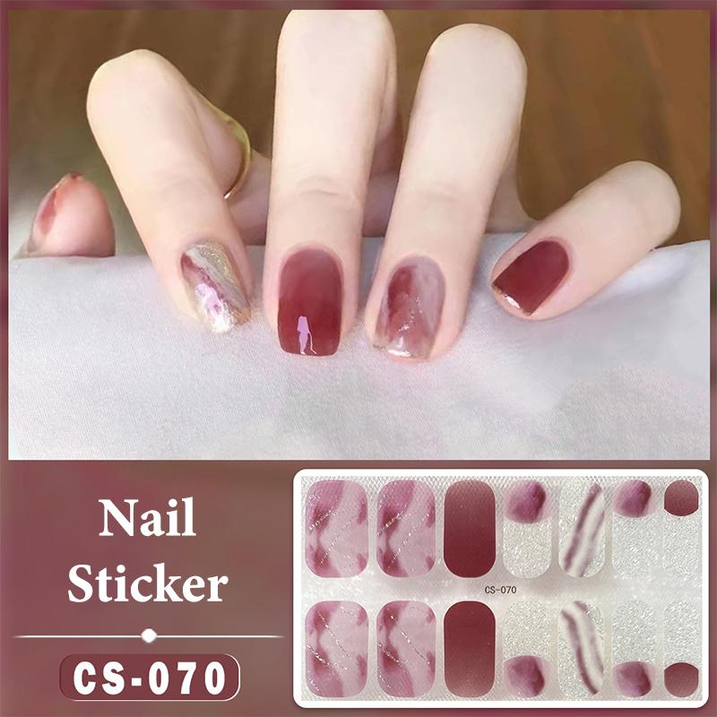 14 Nails Simple Waterproof Nail Wraps Full Cover Nail Stickers Firm And Not Easy To Fall Off Multi Color Nail Art For Women'S D