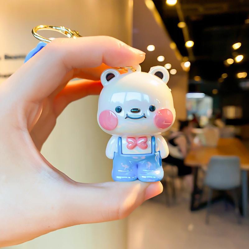 Charming Soft Pvc Bear Keychain In Blue Yellow Pink Green For Gifts