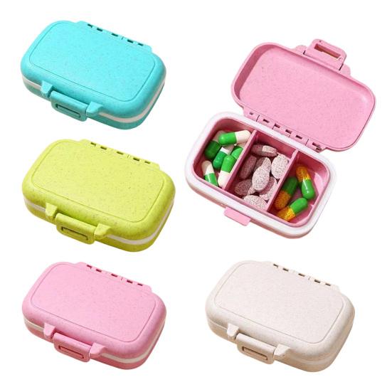 Portable Pill Organizer Three-compartment Organizer, Moisture-proof Buckle Seal Case, Moisture Proof Tablet Storage Compact Plastic Container