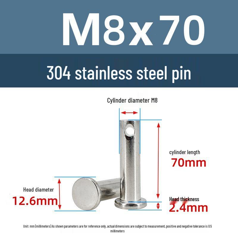 304 Stainless Steel Cylindrical Flat Head Positioning Pin with Hole (M3-M10)