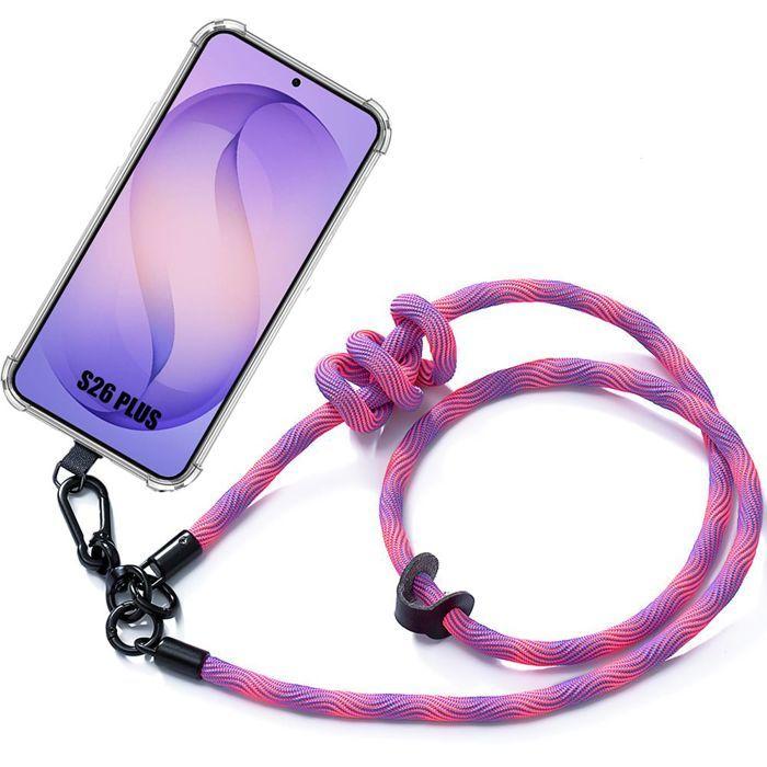 Case for Samsung Galaxy S26 Plus, Transparent Shockproof Protection with Pink Detachable Lanyard