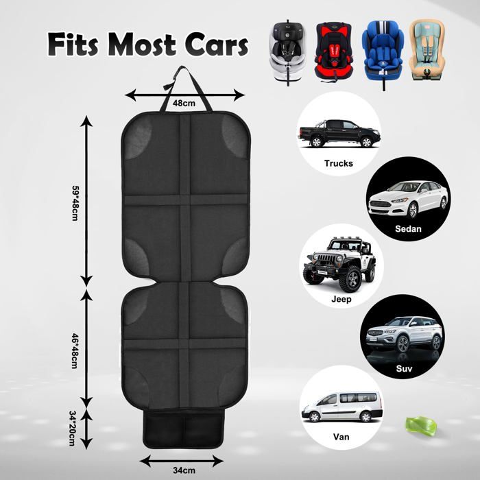 Protection Siège Auto - AiQInu - ISOFIX - Imperméable - Antidérapant - 2 Poches