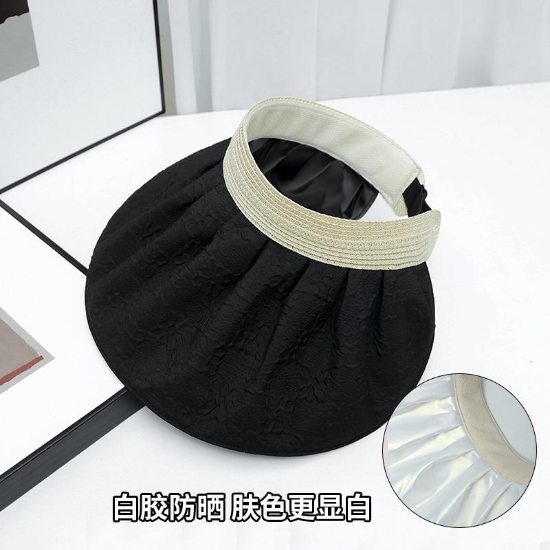 New white glue shell empty top hat women's summer sunscreen visor hat white glue adjustable big edge hat travel beach hat