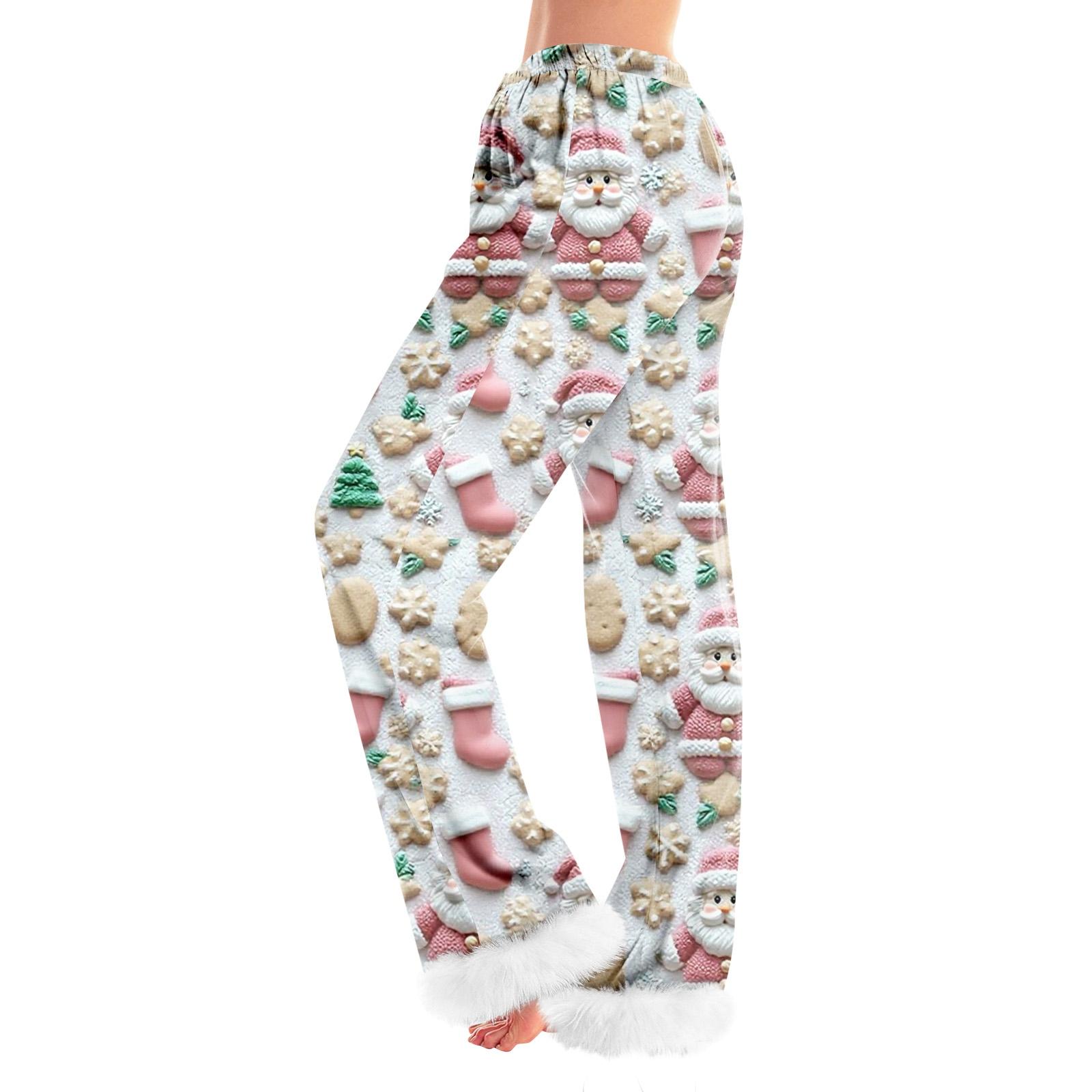 

Женские модные повседневные брюки, брюки с рождественским принтом S белый