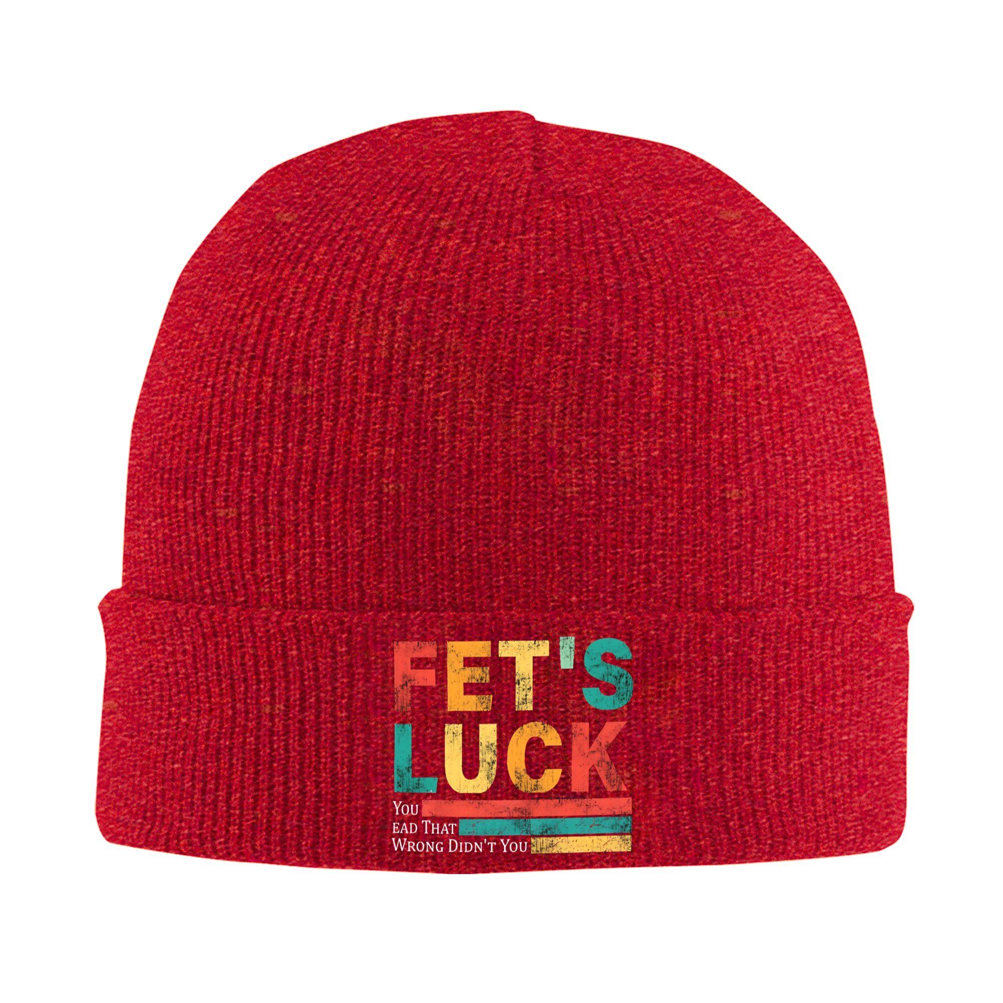 Fets Luck You Read That Wrong Didnt you Beanie Hats Bonnet Hats Men Trendy Gym Knit Hat Autumn Winter Design Elastic Caps One Size