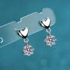 925 Silver Earrings Female Mossan Stone Simple Heart Earrings Plated Pt950 Gold