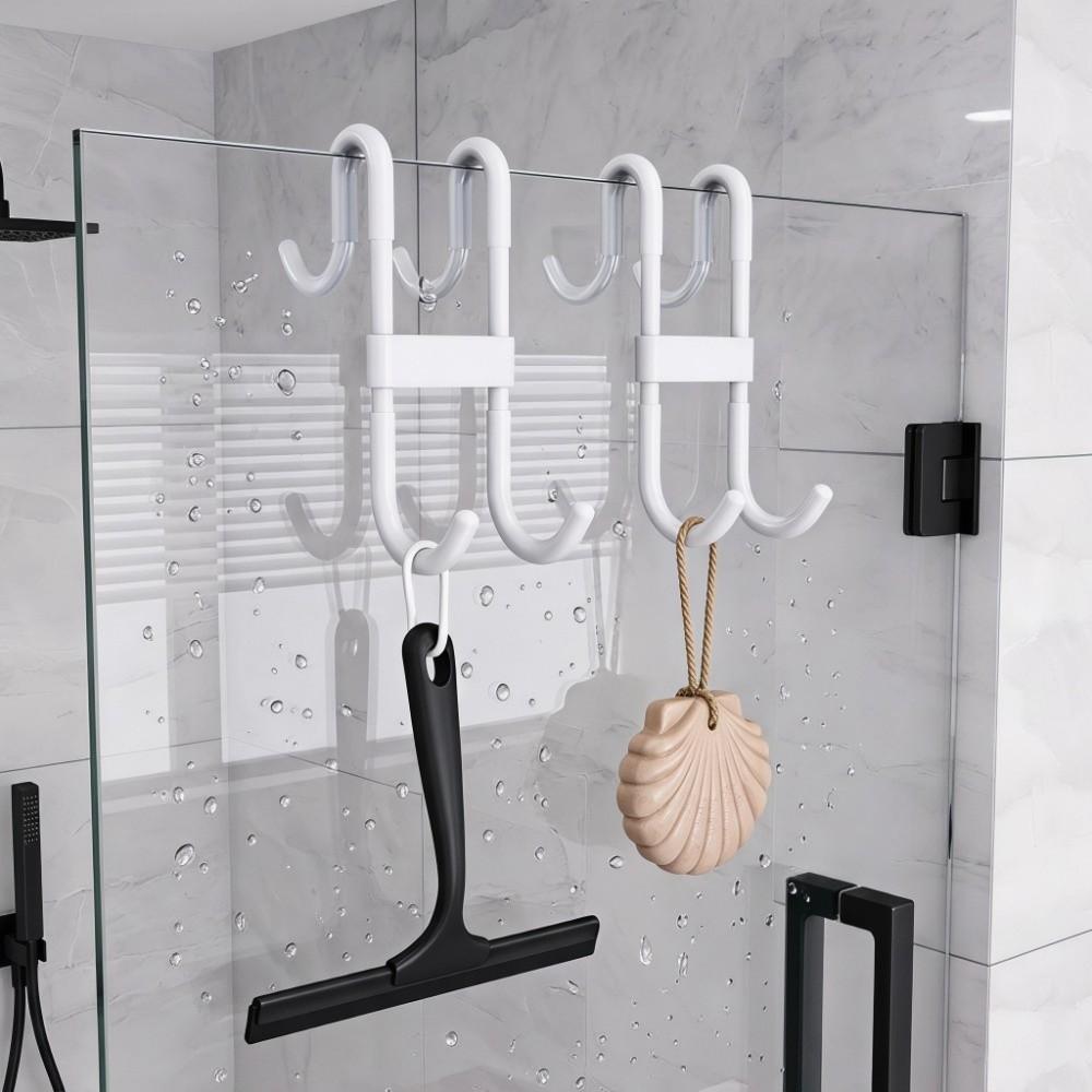 5Pcs Heavy-Duty Shower Door Hook Strong Hold Hanging Hook Door Accessory Storage Hanger Door