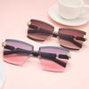 Rimless Sunglasses Square Women Inspired Multi Tinted Fashion Shades Vintage Glasses