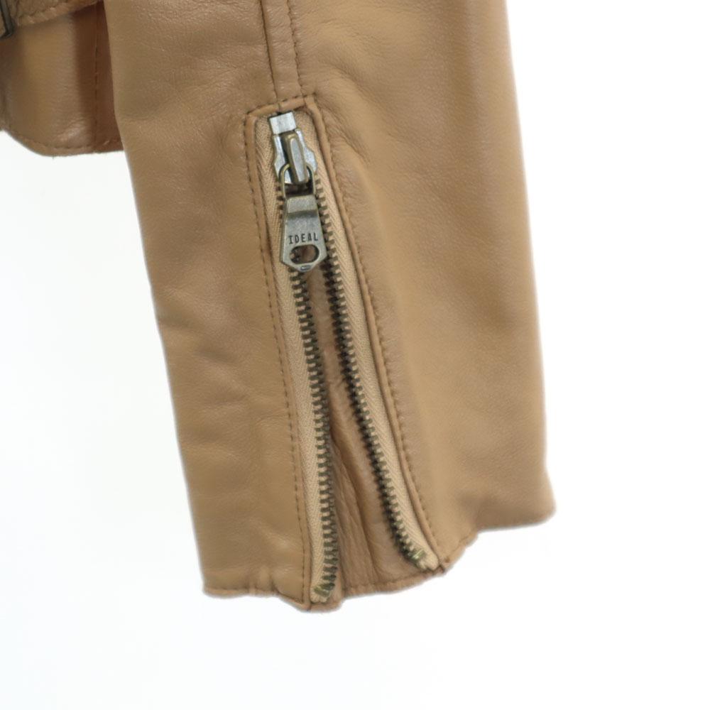 Ships Sheep Leather Leather Double Riders Jacket 36 Beige Brown Women Used