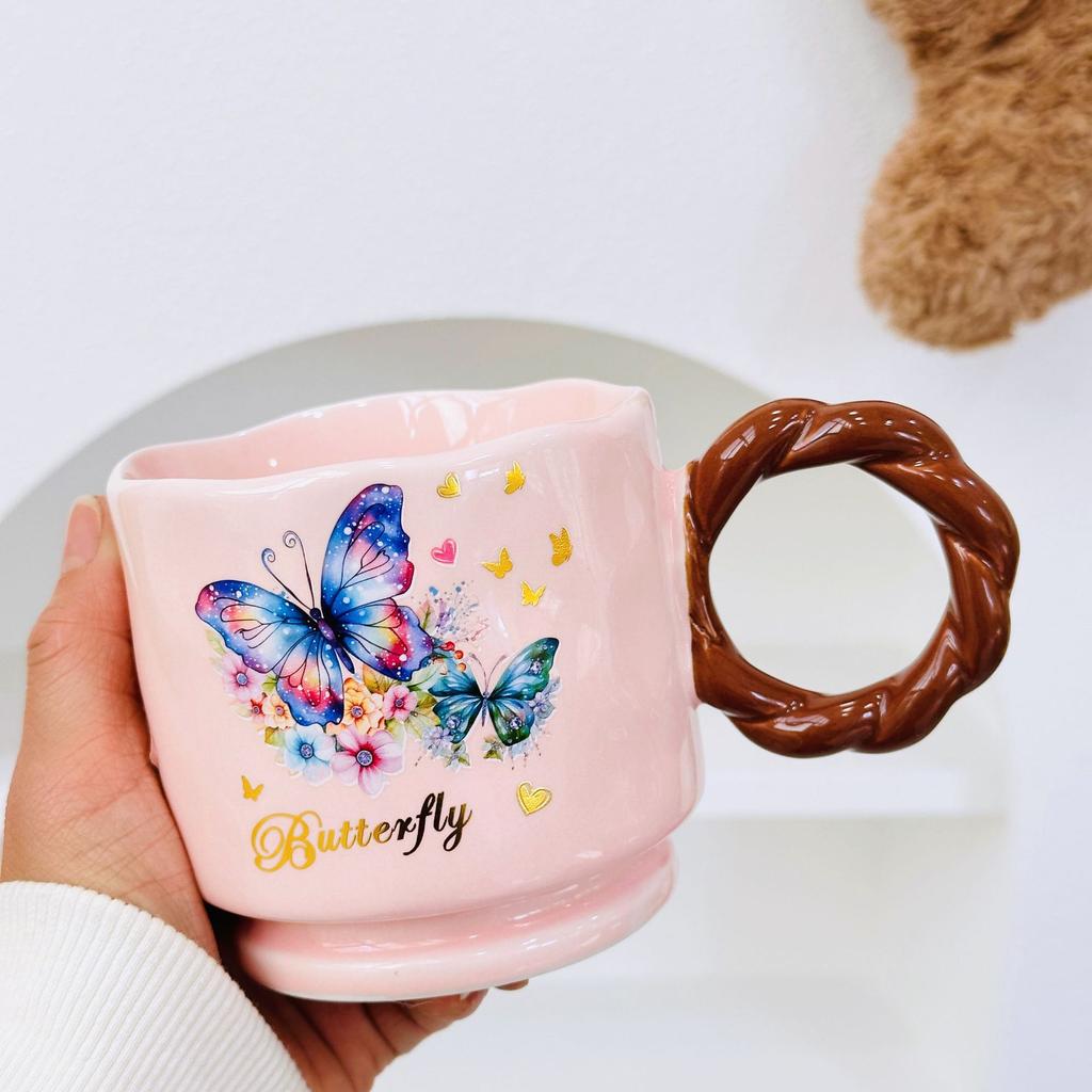 Papa Ente mit Deckel Tasse Niedliche Keramiktasse Paar Hoch aussehendes Mädchen Herz Geschenk Mädchen Wasserbecher