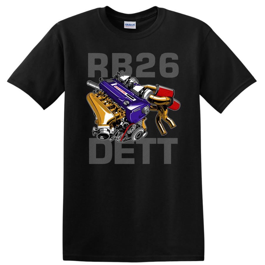 RB26 DETT Engine Graphic T Shirt for Car Enthusiasts - Cool Engine Tee M