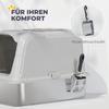 Extra Large Stainless Steel Litter Box, Enclosed Cat Litter Tray with Scoop, Deodorizer Bag, Front-Entry and Top-Exit