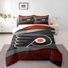 3 Piece Bedding Set Philadelphia Flyers NHL Hockey P Logo Black Orange Silver Stripes Distressed Texture Sports Print for Men Room Decor