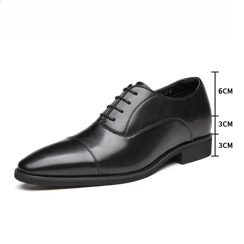 Fashion Men's Dress Shoes Fashion Genuine Leather Shoes 6CM Height Increase Formal Dress Shoe Business Office Italian Men Designer Shoes